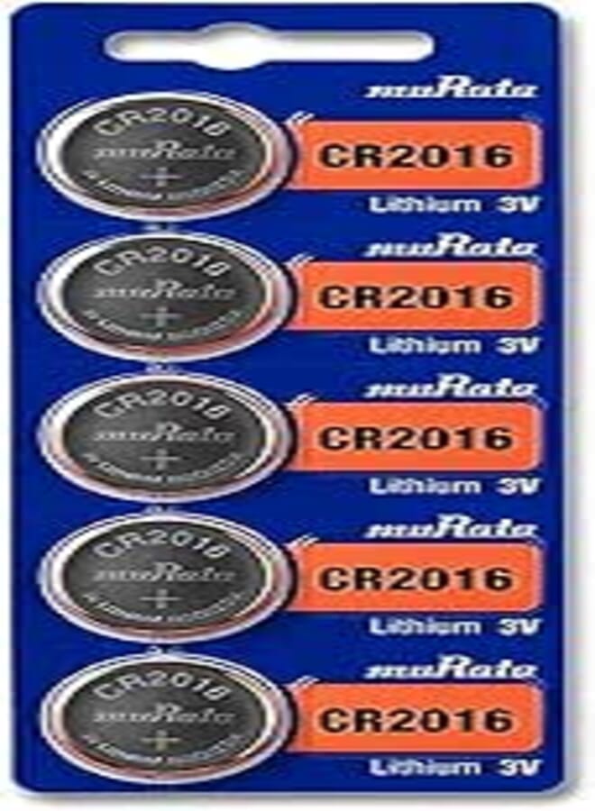 muRata Cr2016 Battery 3v Lithium Coin Cell (Pack of 5 Pieces)
